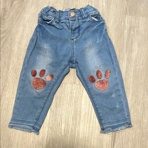 Kids Blue Denim Jeans with Paw Print